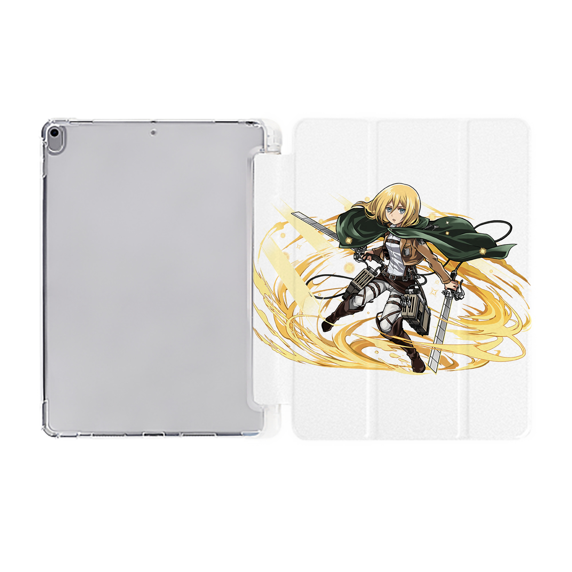 （画像用） 進撃の巨人 クリスタ·レンズ Attack on Titan Christa Lenz IPad ケース ペン収納付き 三つ折りスタンド PUレザー×シリコン 対応機種9.5/10.5/10.9インチ